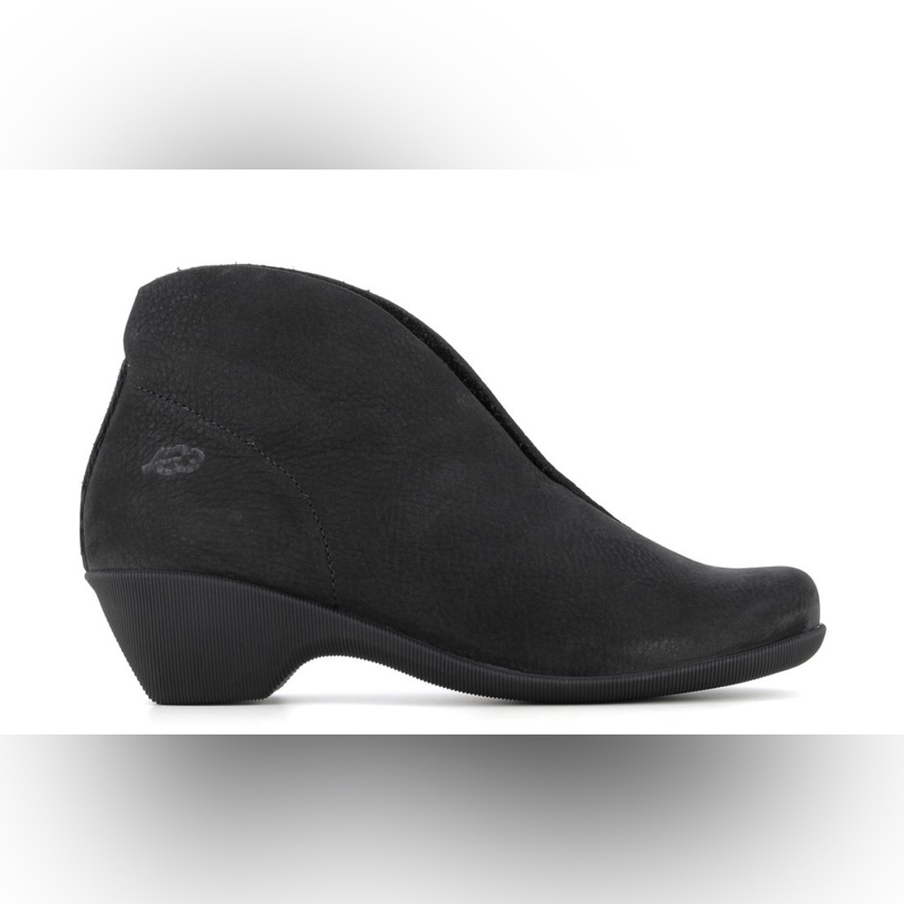 Black Women's Ankle Bootie Wedge - , Classic Slip-On